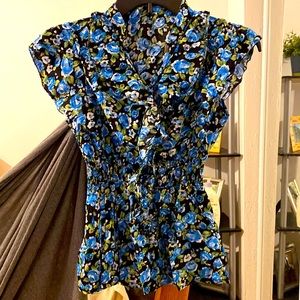 Floral Blue and Black top